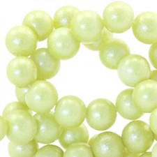 Glassbeads pearl glitter 8mm Tender yellow green